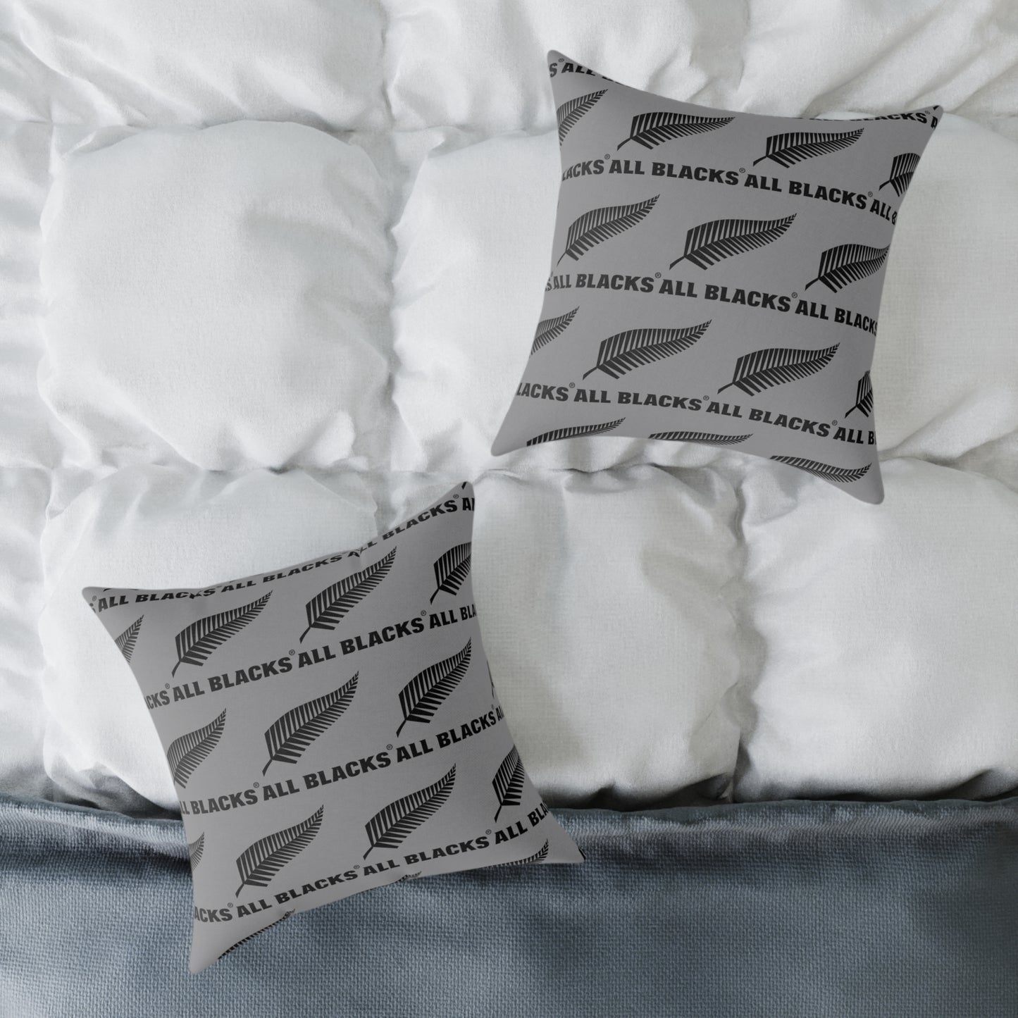 All Blacks Grey Square Poly Canvas Pillow
