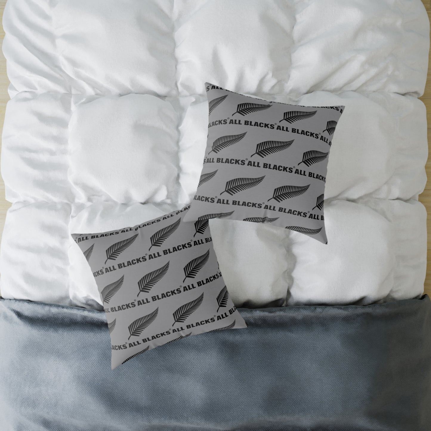 All Blacks Grey Square Poly Canvas Pillow