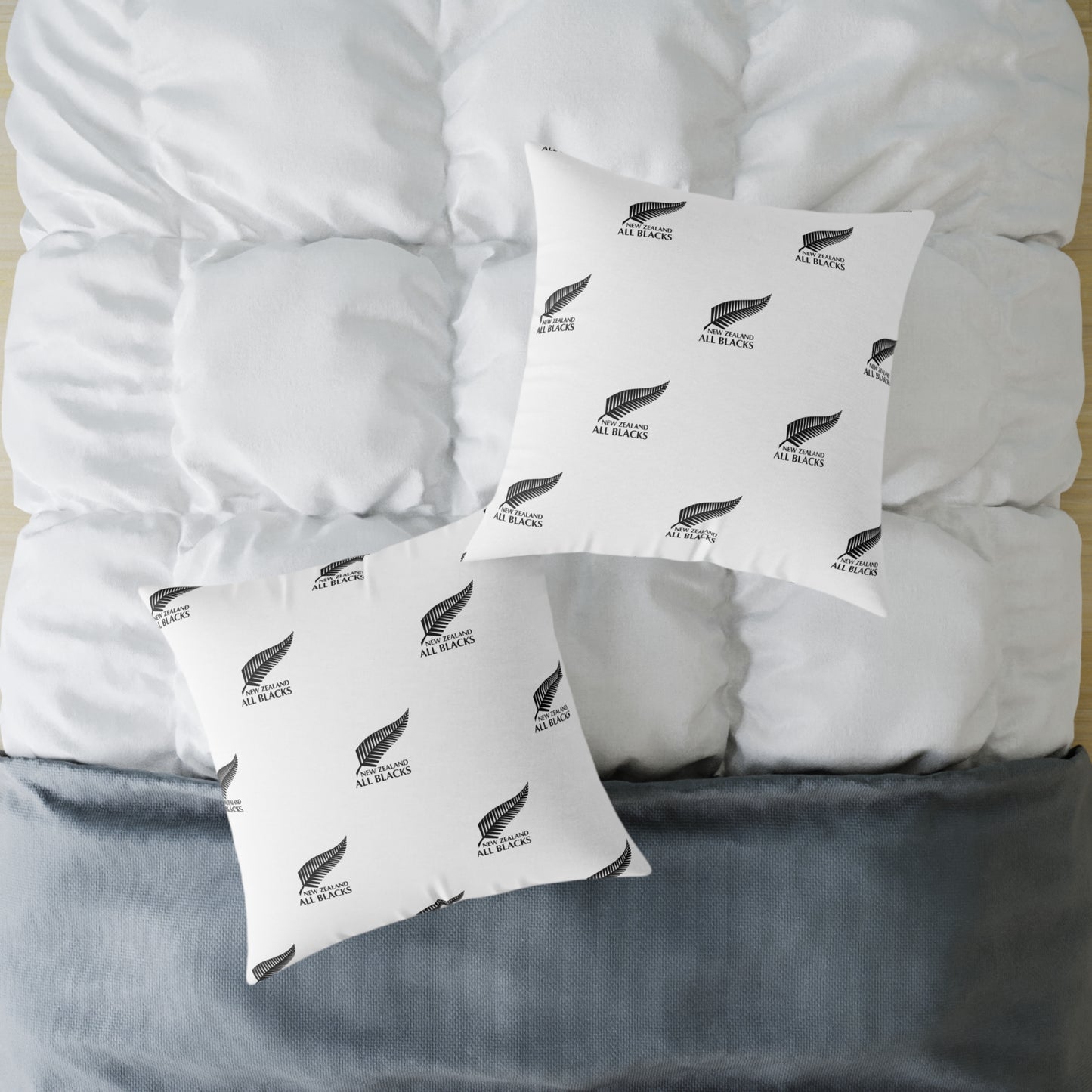 All Blacks White Square Poly Canvas Pillow
