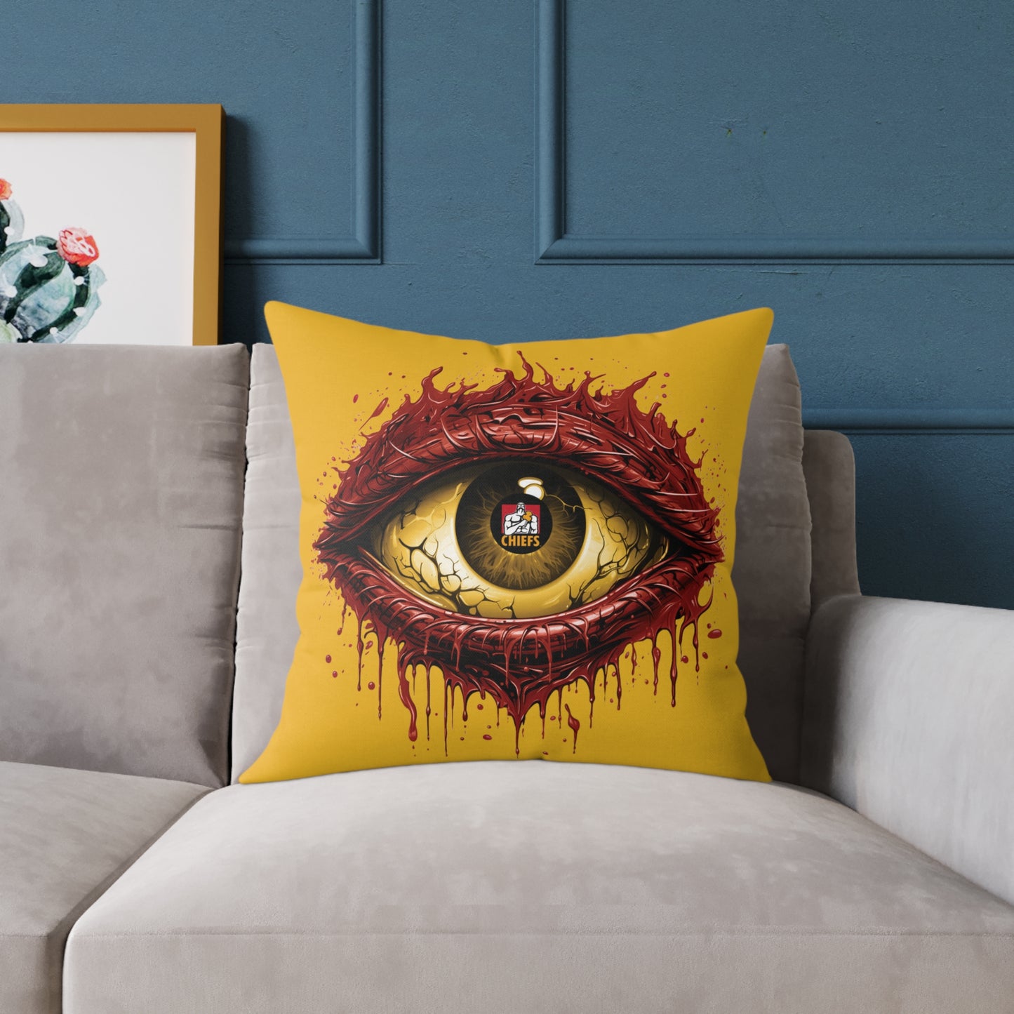 Square Poly Canvas Pillow - yellow