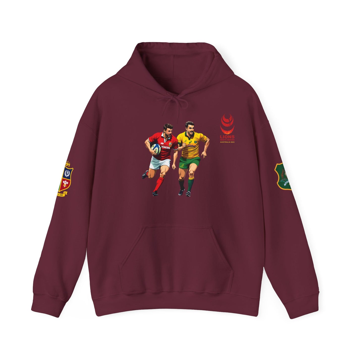 Sports-Inspired Unisex Heavy Blend™ Hooded Sweatshirt - 2025 Lions in Australia Rugby Tour Design