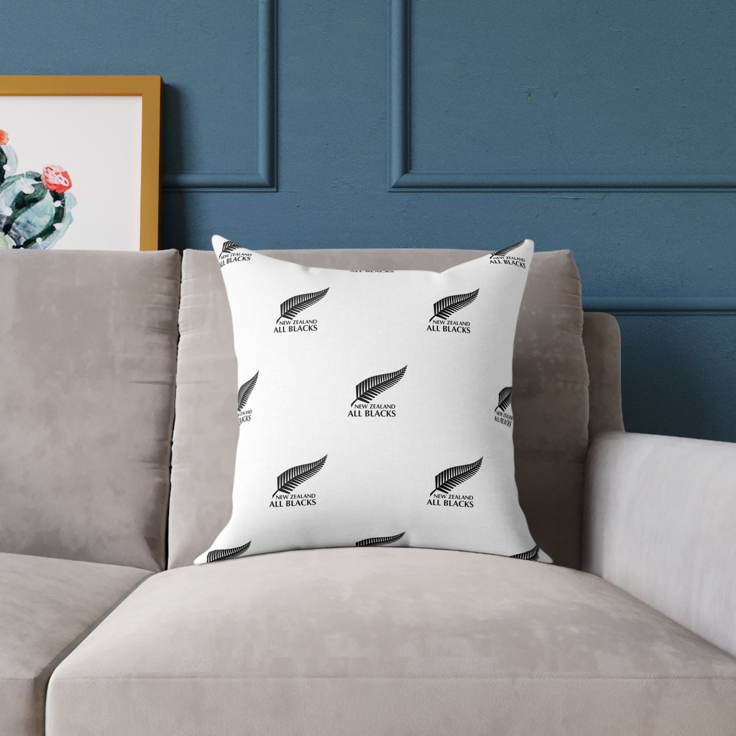 All Blacks White Square Poly Canvas Pillow