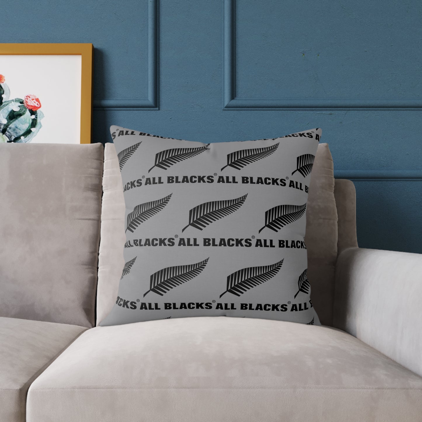 All Blacks Grey Square Poly Canvas Pillow