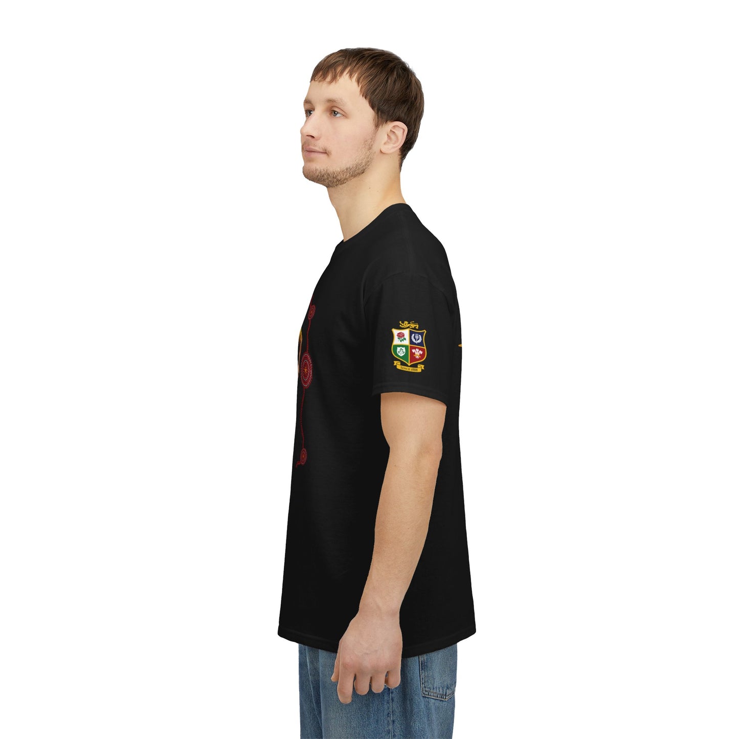 Sport-Inspired Unisex Heavy Cotton Tee with Lions Rugby Tour 2025 with Lion's & Wallabies Crests