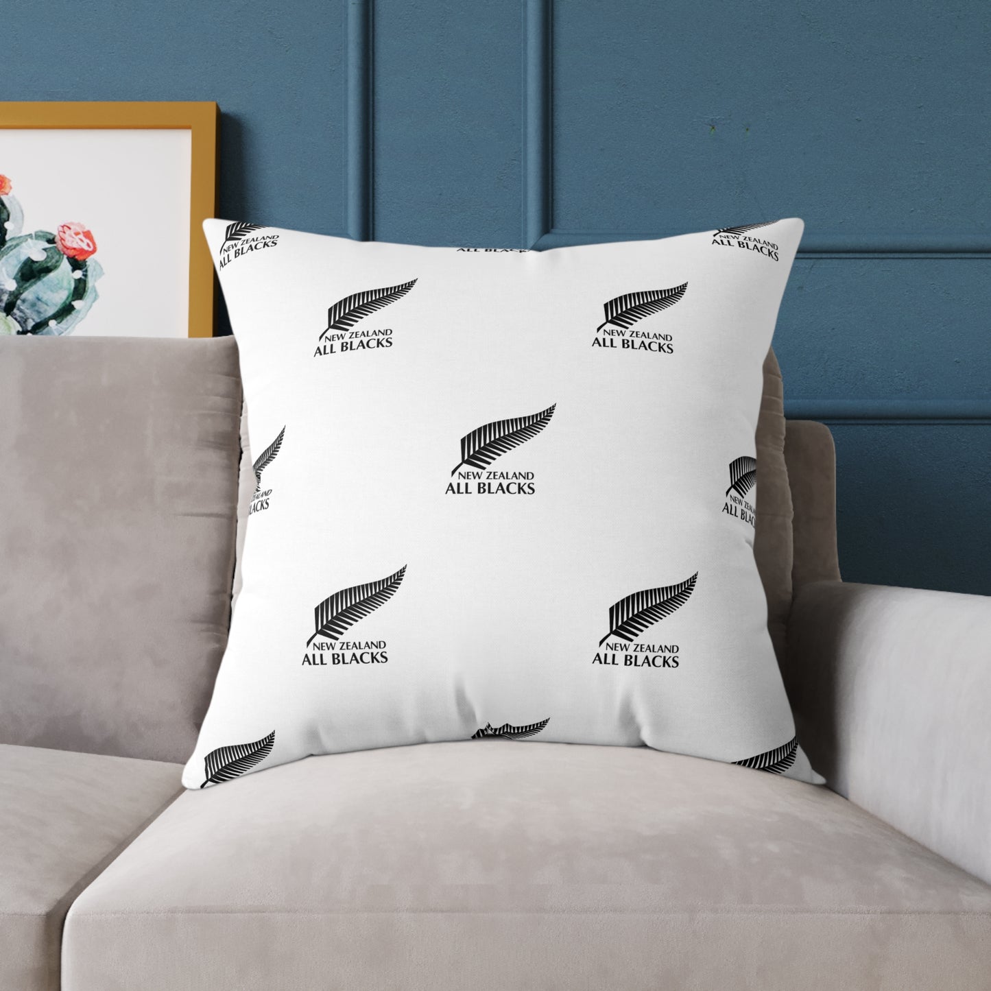 All Blacks White Square Poly Canvas Pillow
