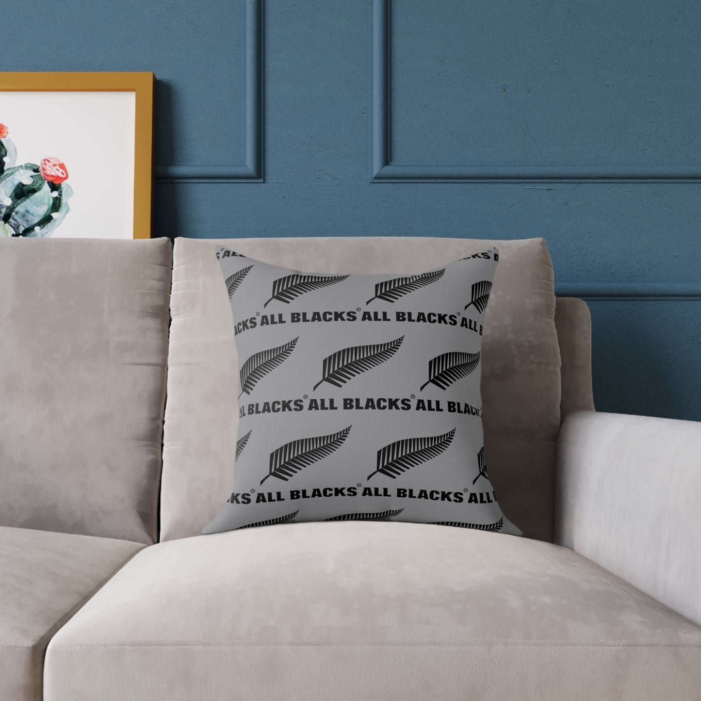 All Blacks Grey Square Poly Canvas Pillow