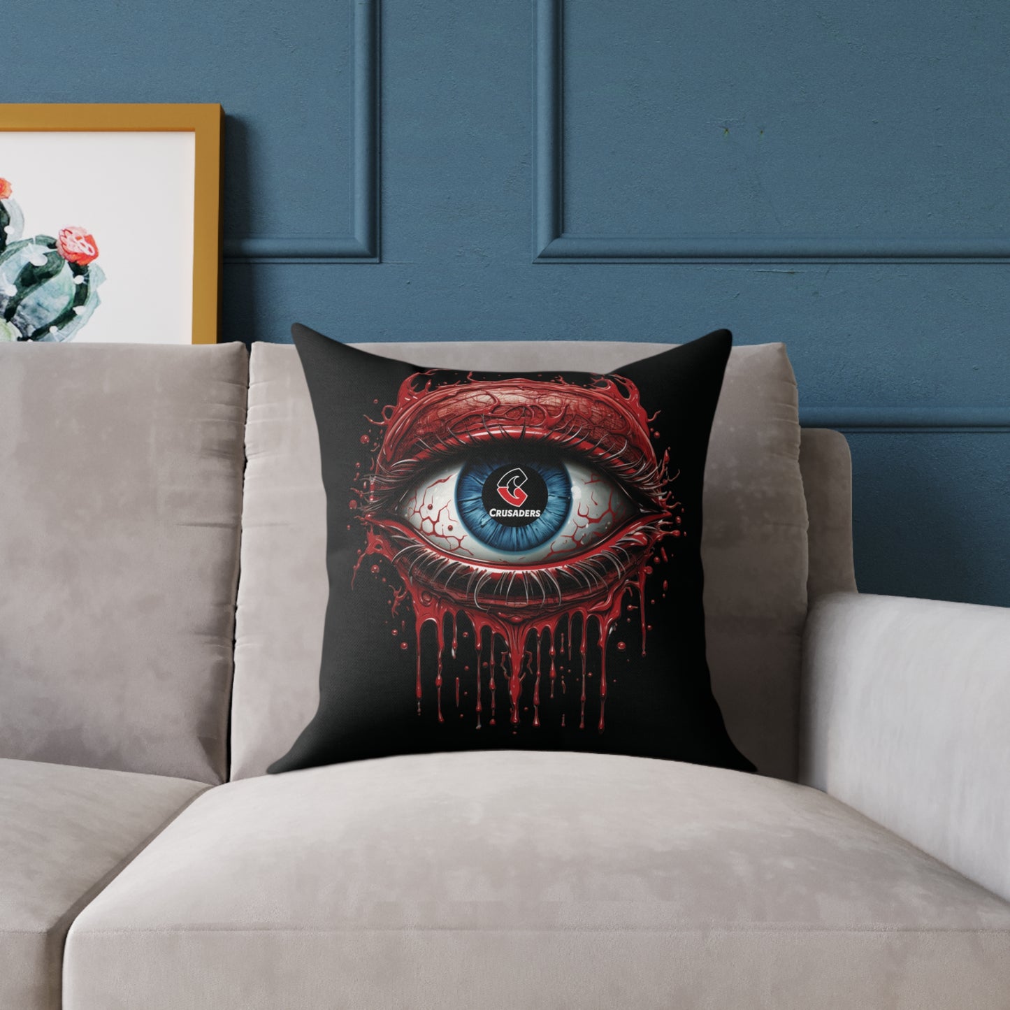 Square Poly Canvas Pillow - black