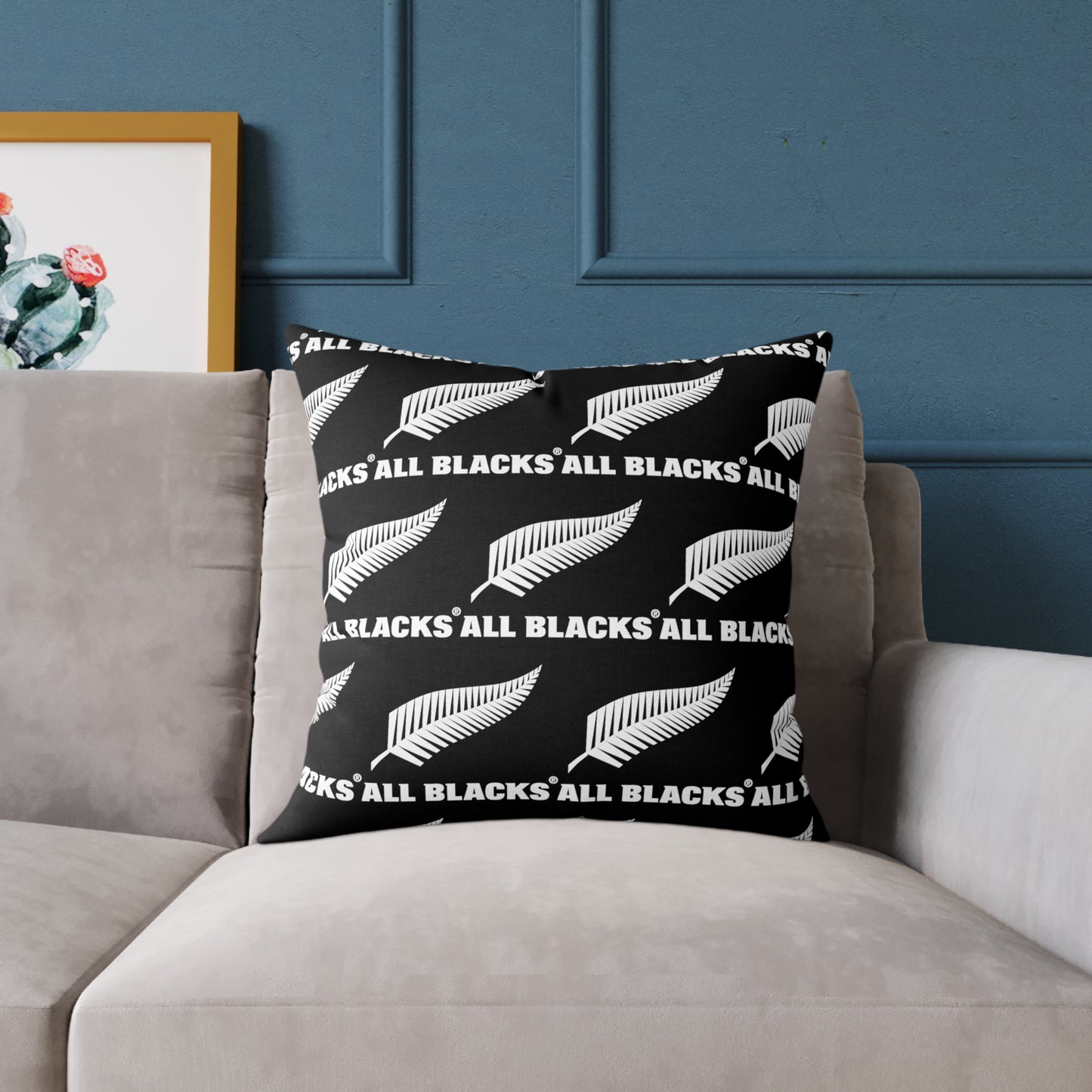 All Blacks Black Square Poly Canvas Pillow