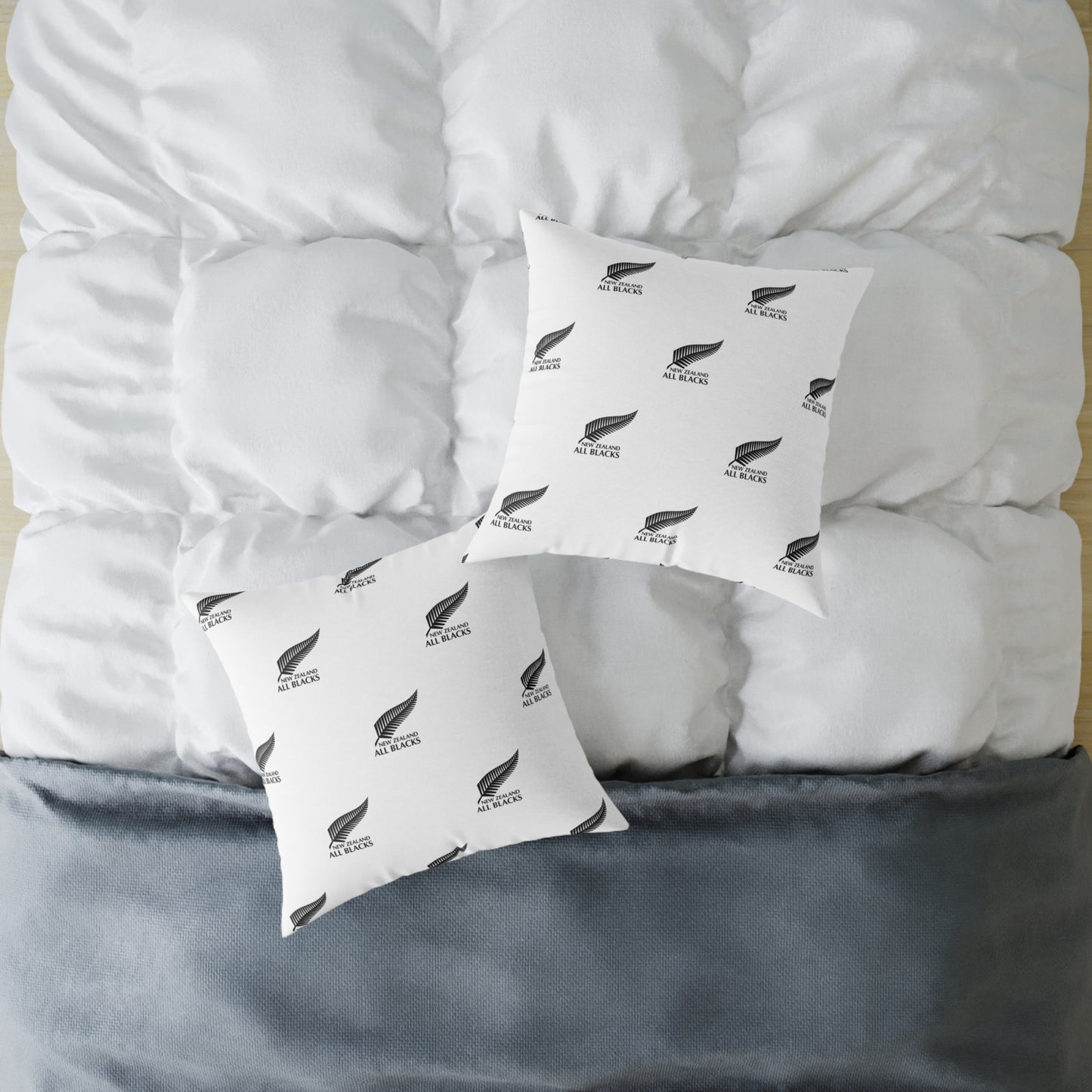 All Blacks White Square Poly Canvas Pillow