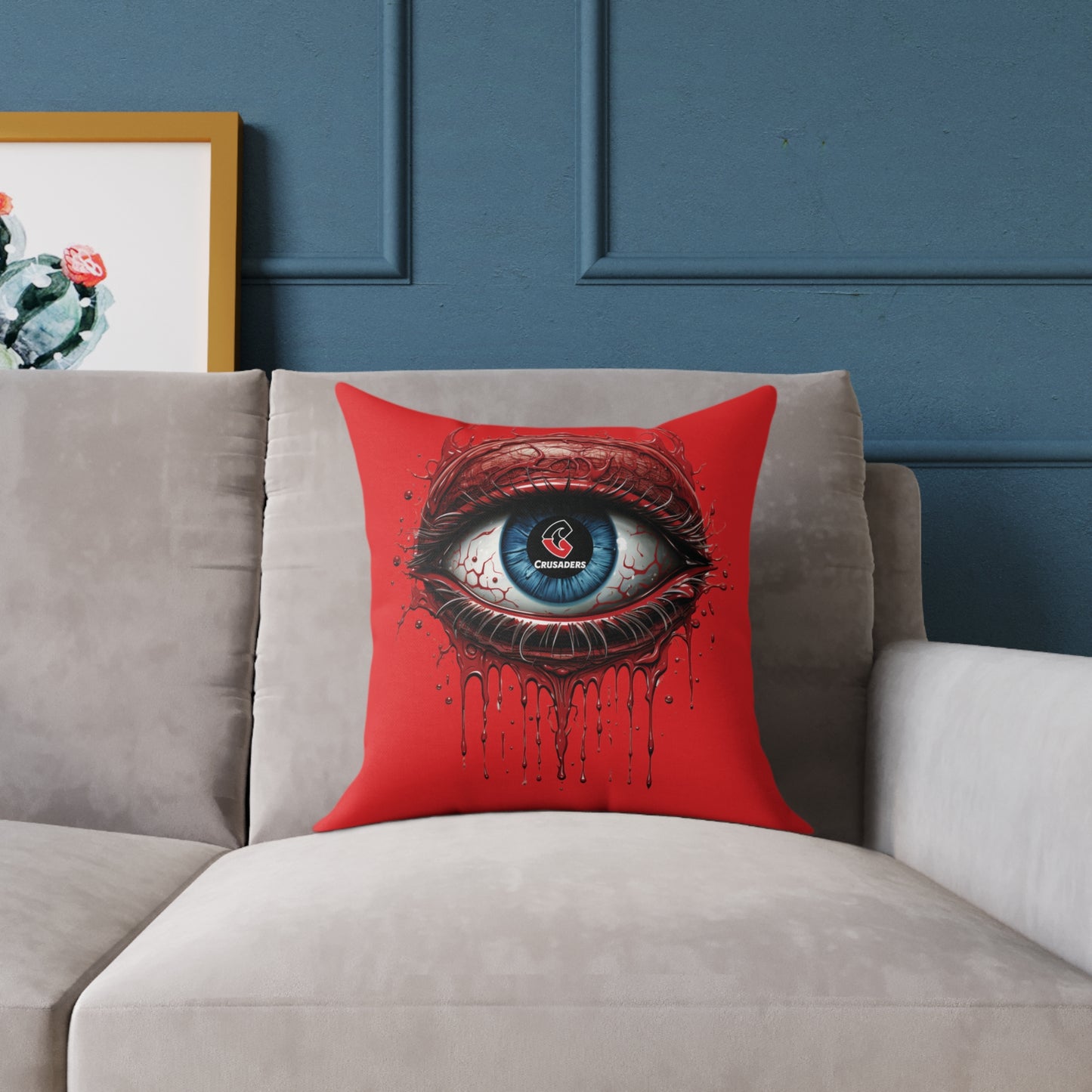 Square Poly Canvas Pillow - red
