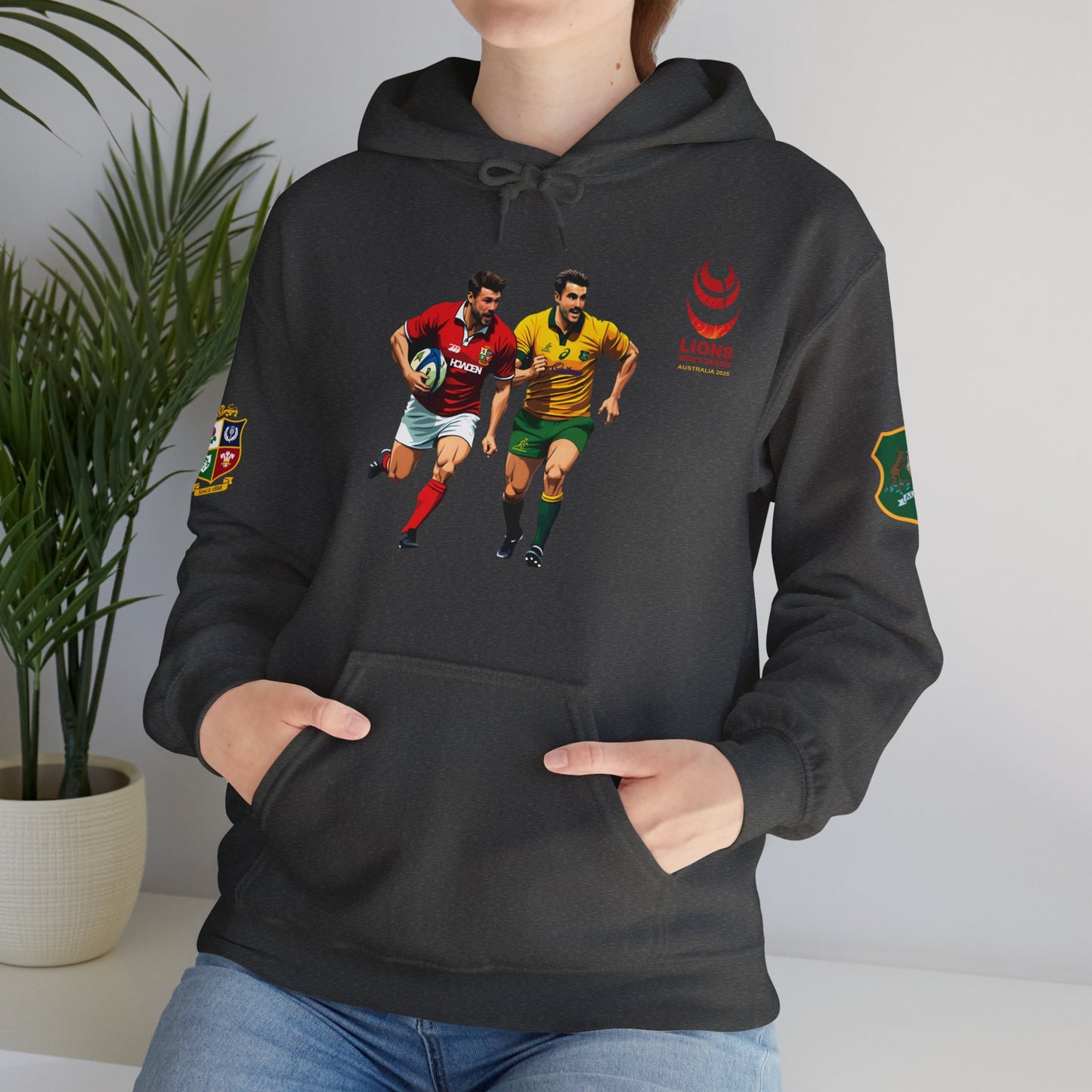 Sports-Inspired Unisex Heavy Blend™ Hooded Sweatshirt - 2025 Lions in Australia Rugby Tour Design