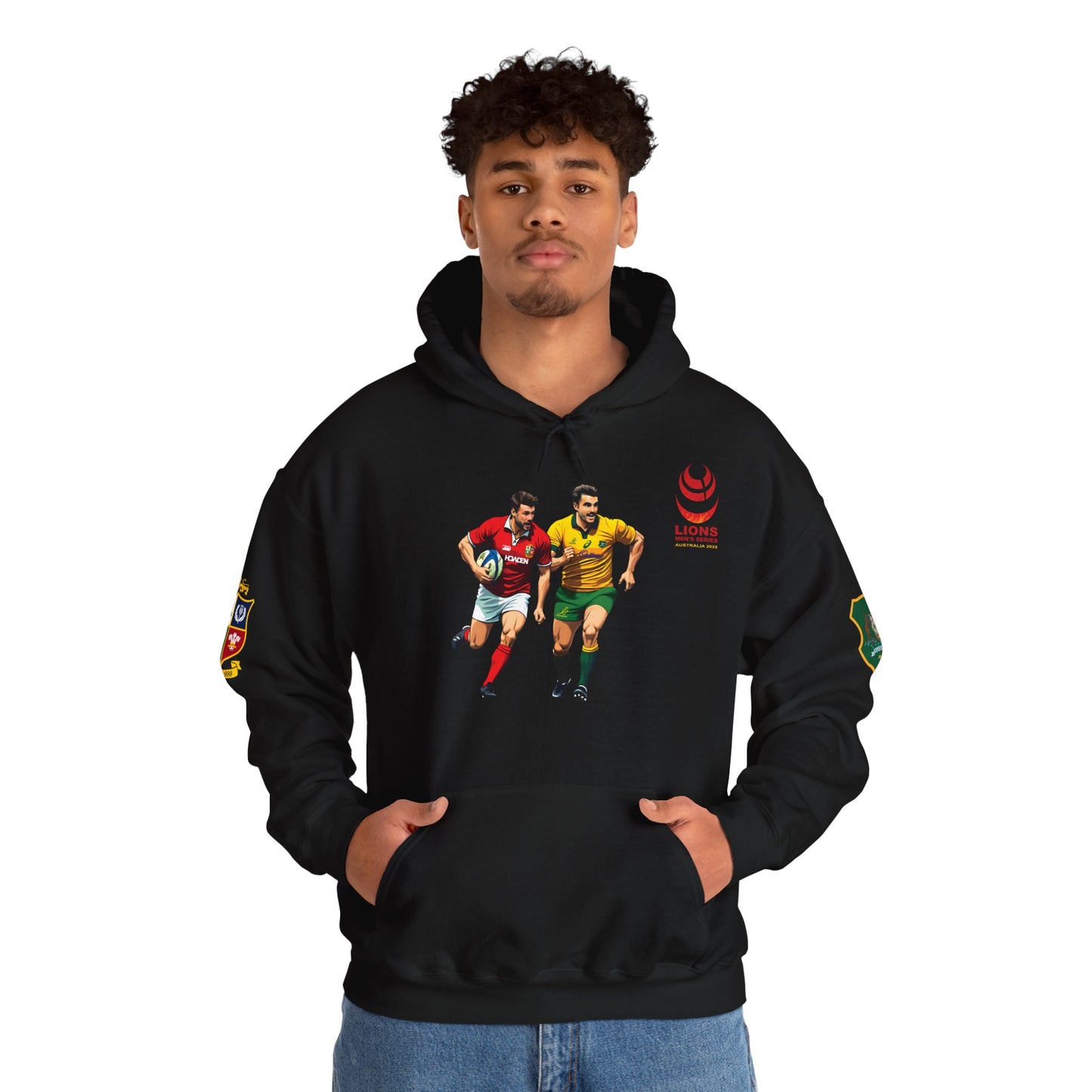 Sports-Inspired Unisex Heavy Blend™ Hooded Sweatshirt - 2025 Lions in Australia Rugby Tour Design