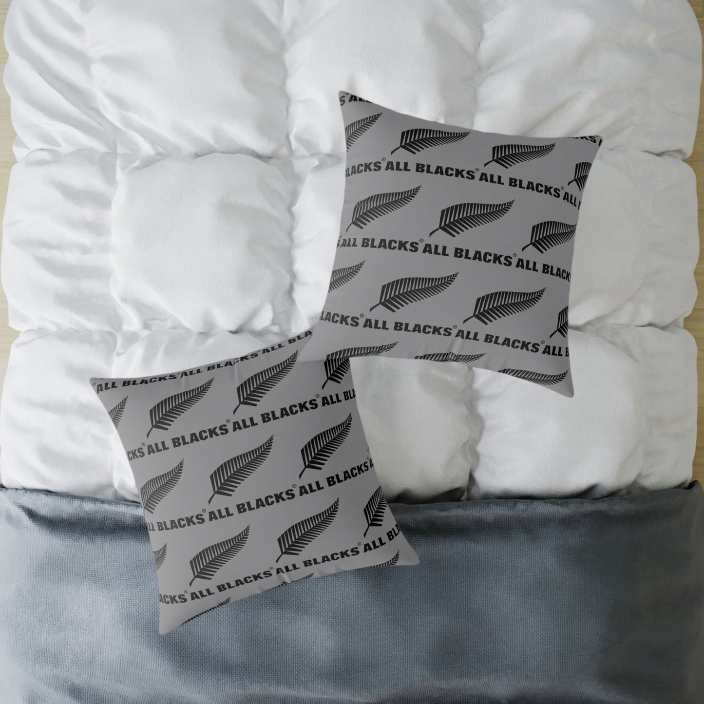 All Blacks Grey Square Poly Canvas Pillow