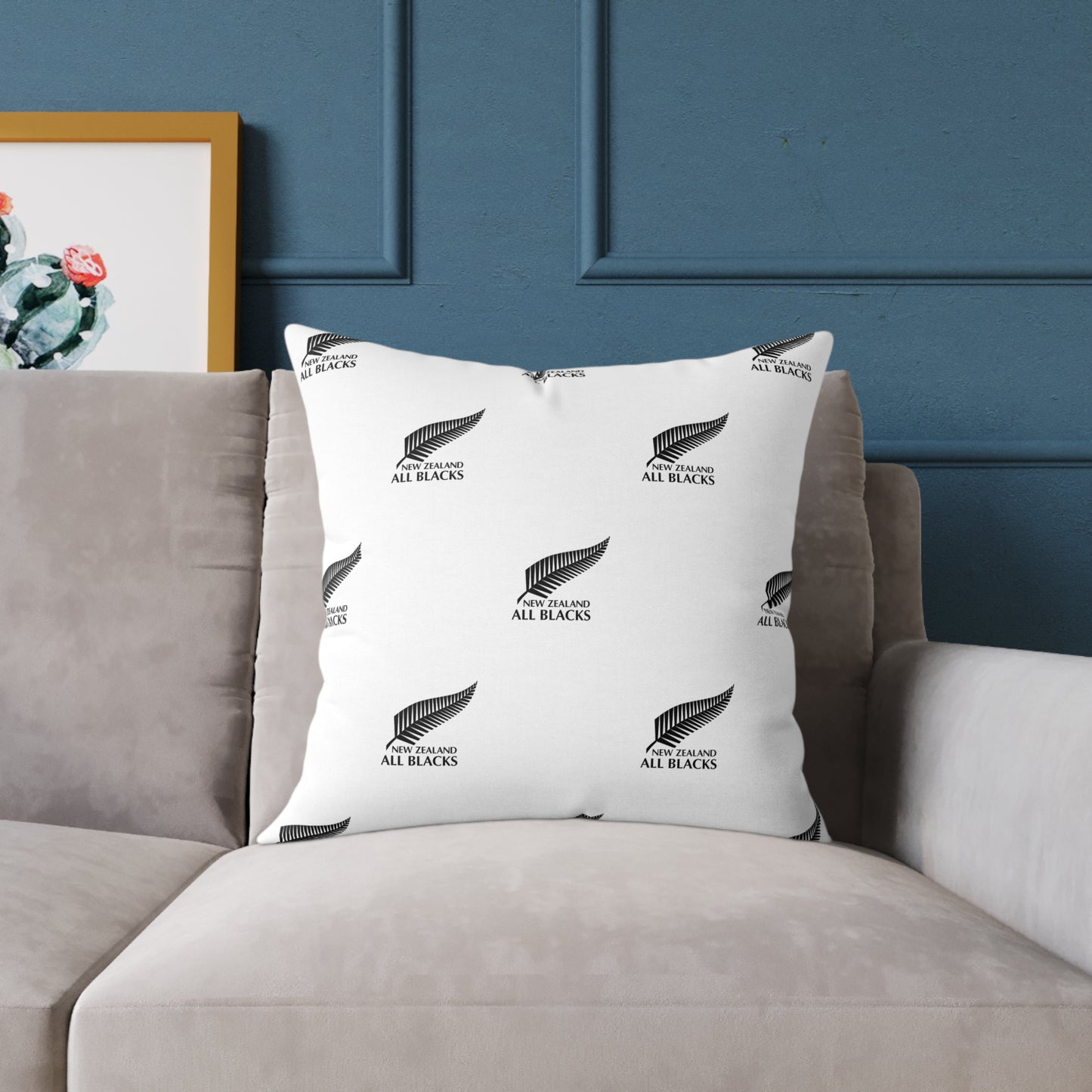 All Blacks White Square Poly Canvas Pillow