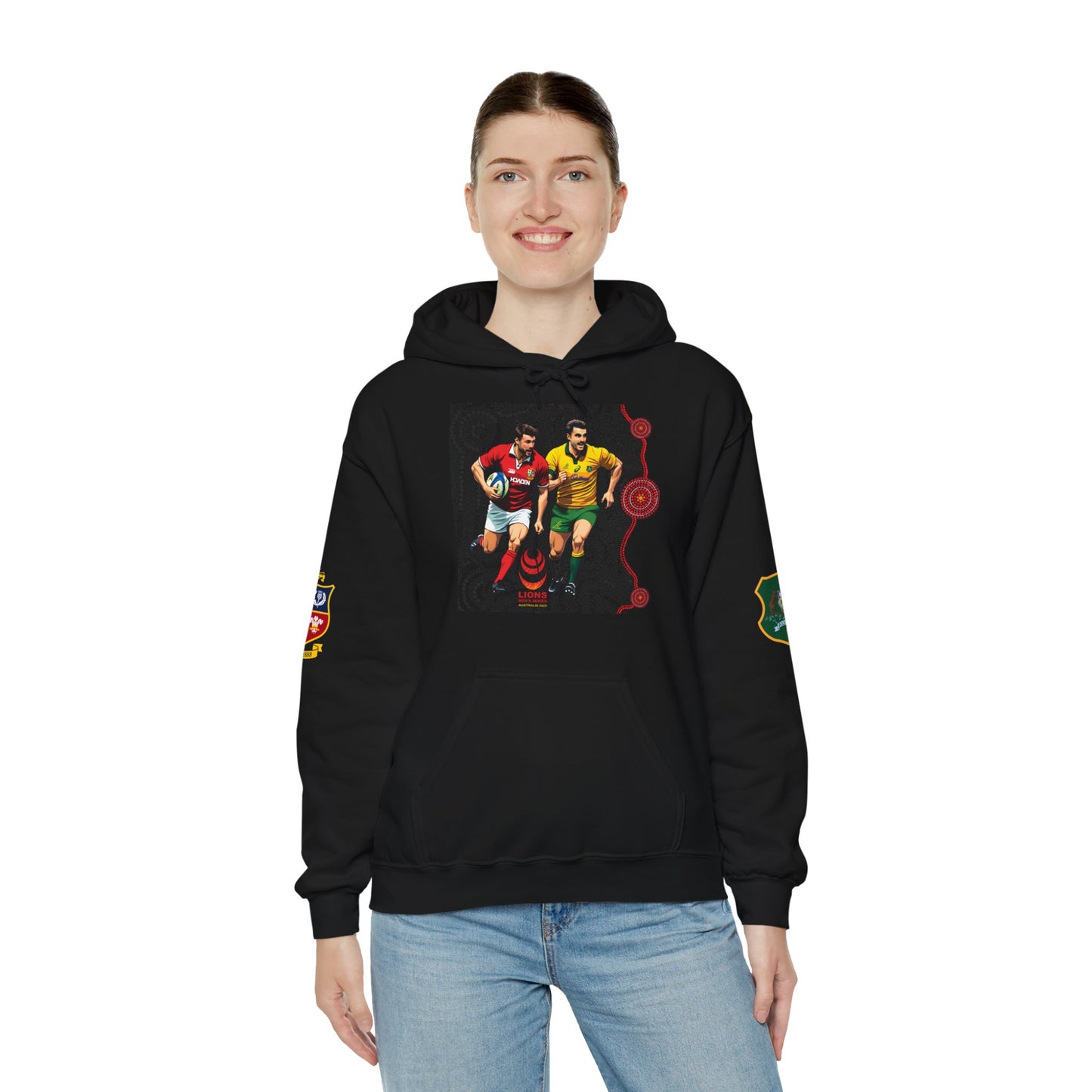 Sports-Inspired Unisex Heavy Blend™ Hooded Sweatshirt - 2025 Lions in Australia Rugby Tour Design - (Made in-house)