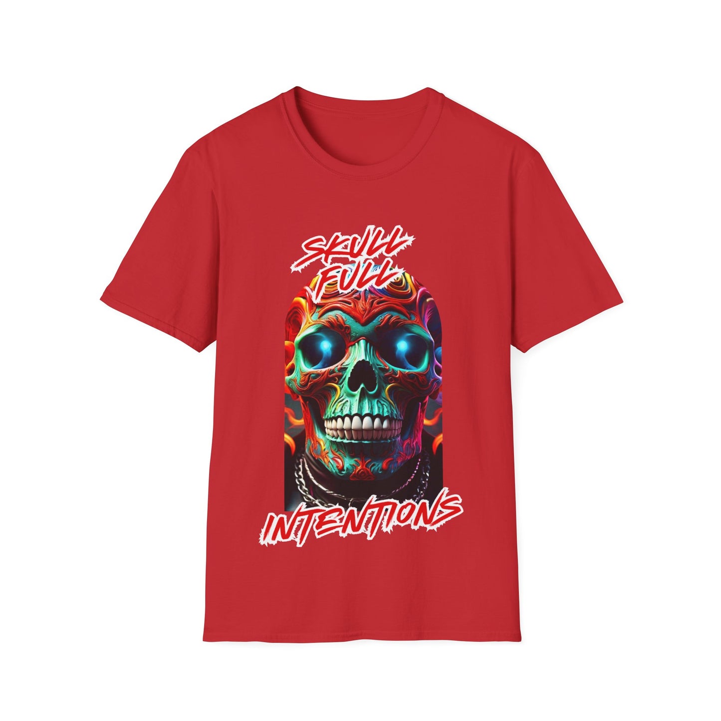 Skull-Ful-Intnentions Plain Crew Neck T-Shirt