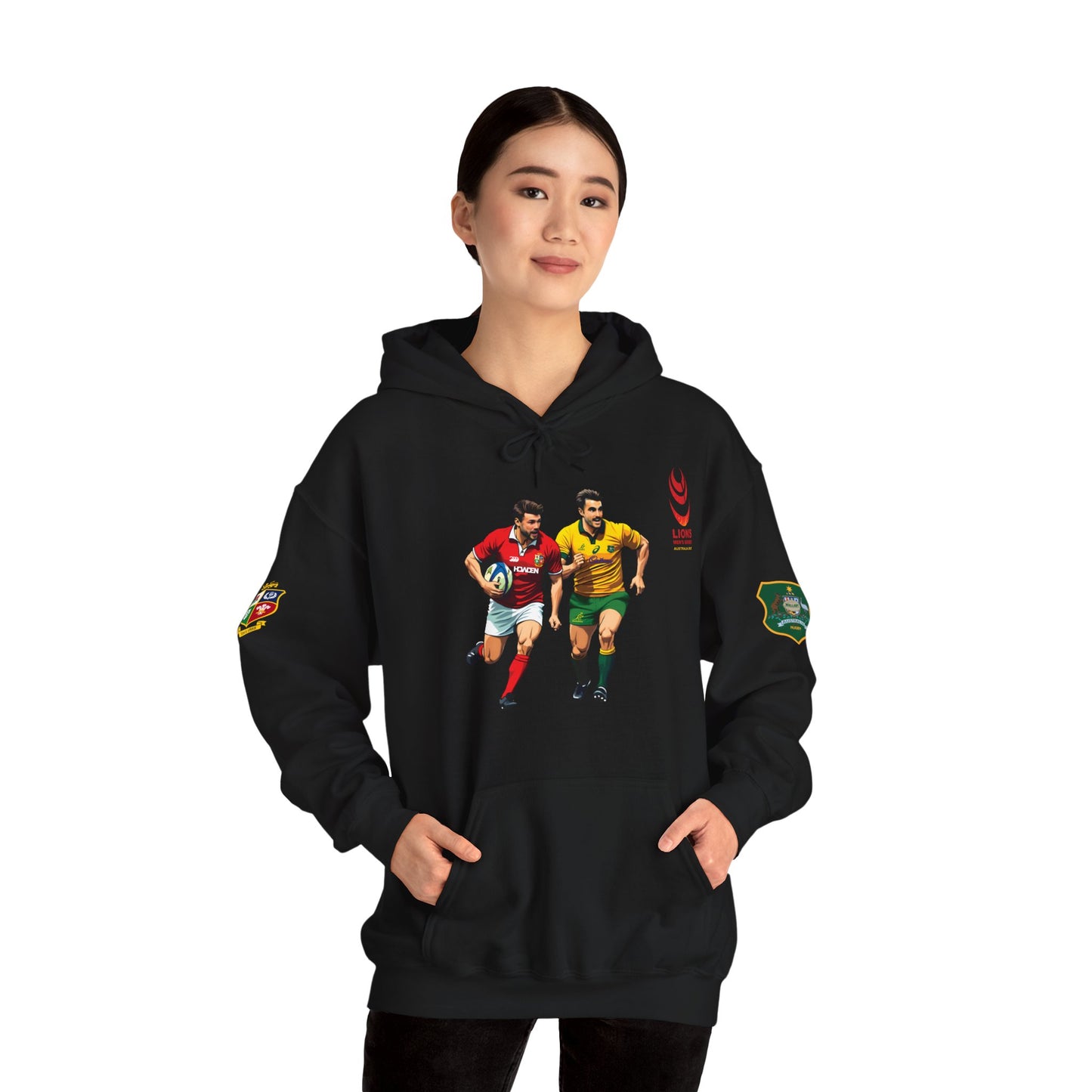 Sports-Inspired Unisex Heavy Blend™ Hooded Sweatshirt - 2025 Lions in Australia Rugby Tour Design
