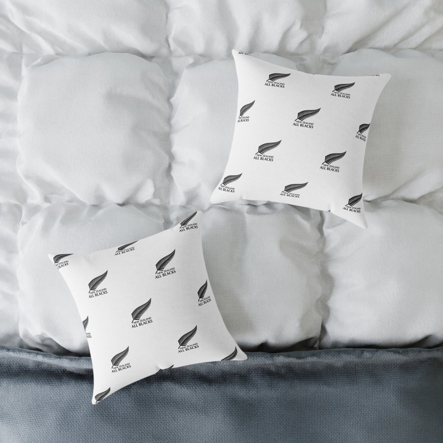 All Blacks White Square Poly Canvas Pillow