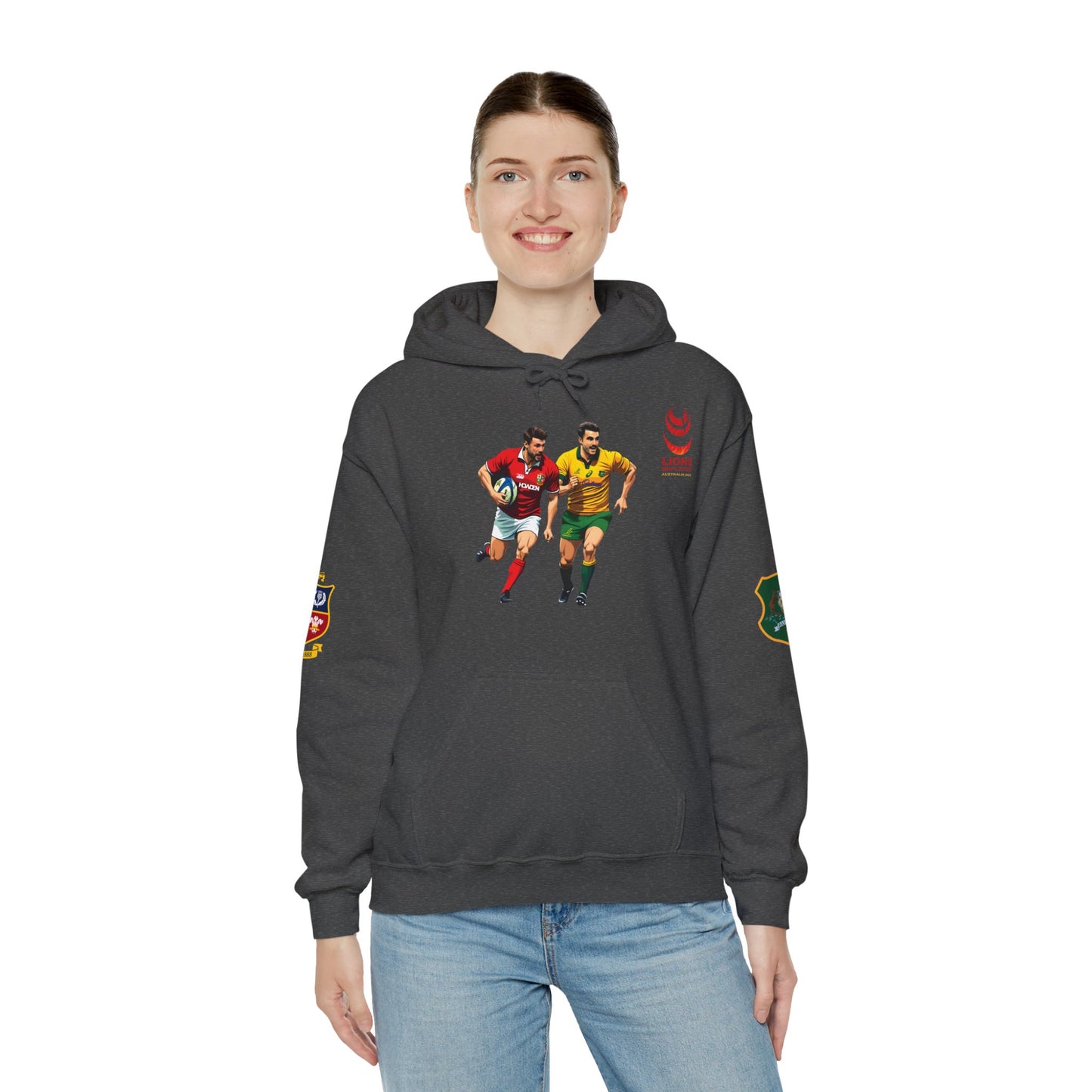 Sports-Inspired Unisex Heavy Blend™ Hooded Sweatshirt - 2025 Lions in Australia Rugby Tour Design