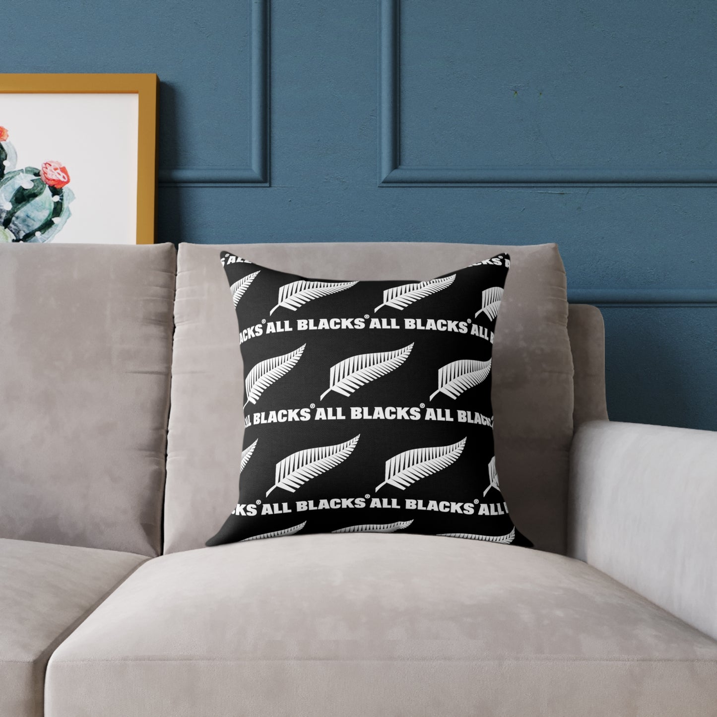 All Blacks Black Square Poly Canvas Pillow