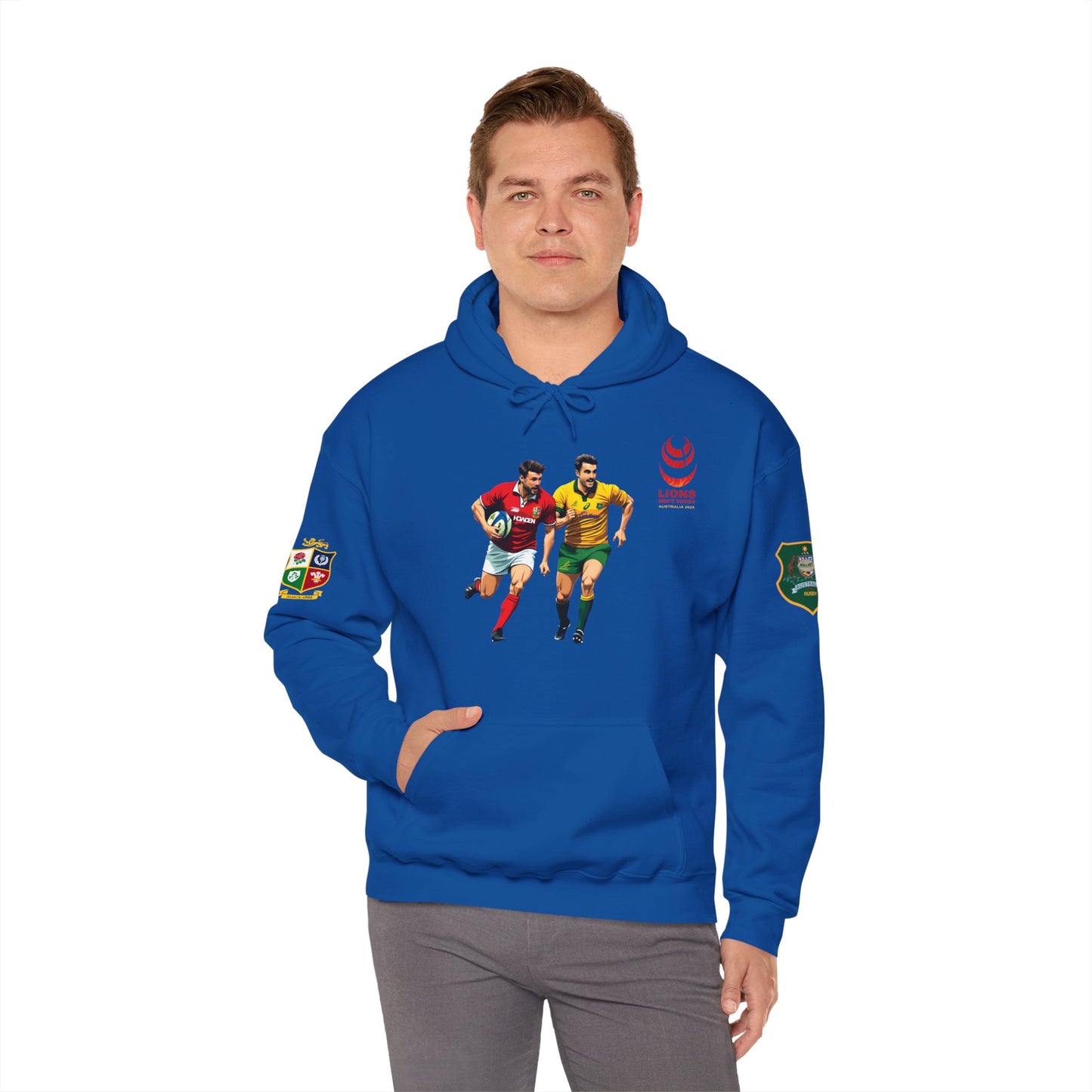 Sports-Inspired Unisex Heavy Blend™ Hooded Sweatshirt - 2025 Lions in Australia Rugby Tour Design
