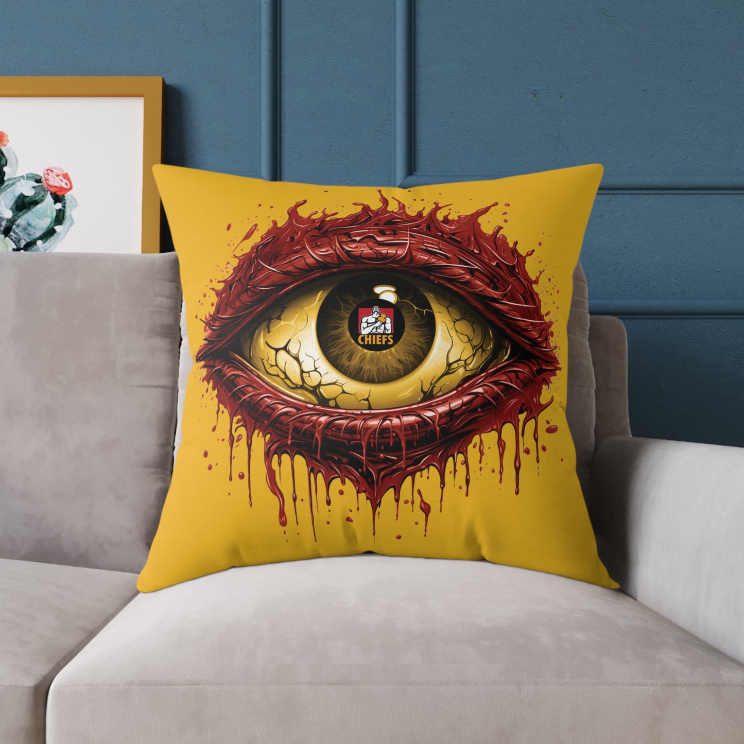 Square Poly Canvas Pillow - yellow