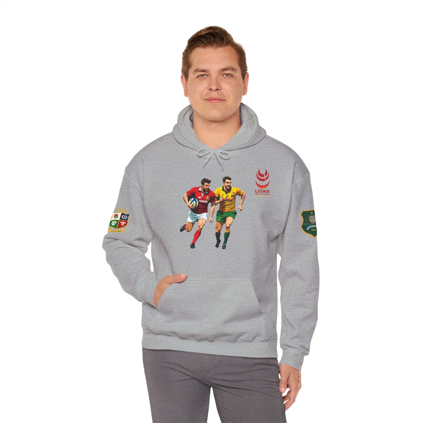 Sports-Inspired Unisex Heavy Blend™ Hooded Sweatshirt - 2025 Lions in Australia Rugby Tour Design