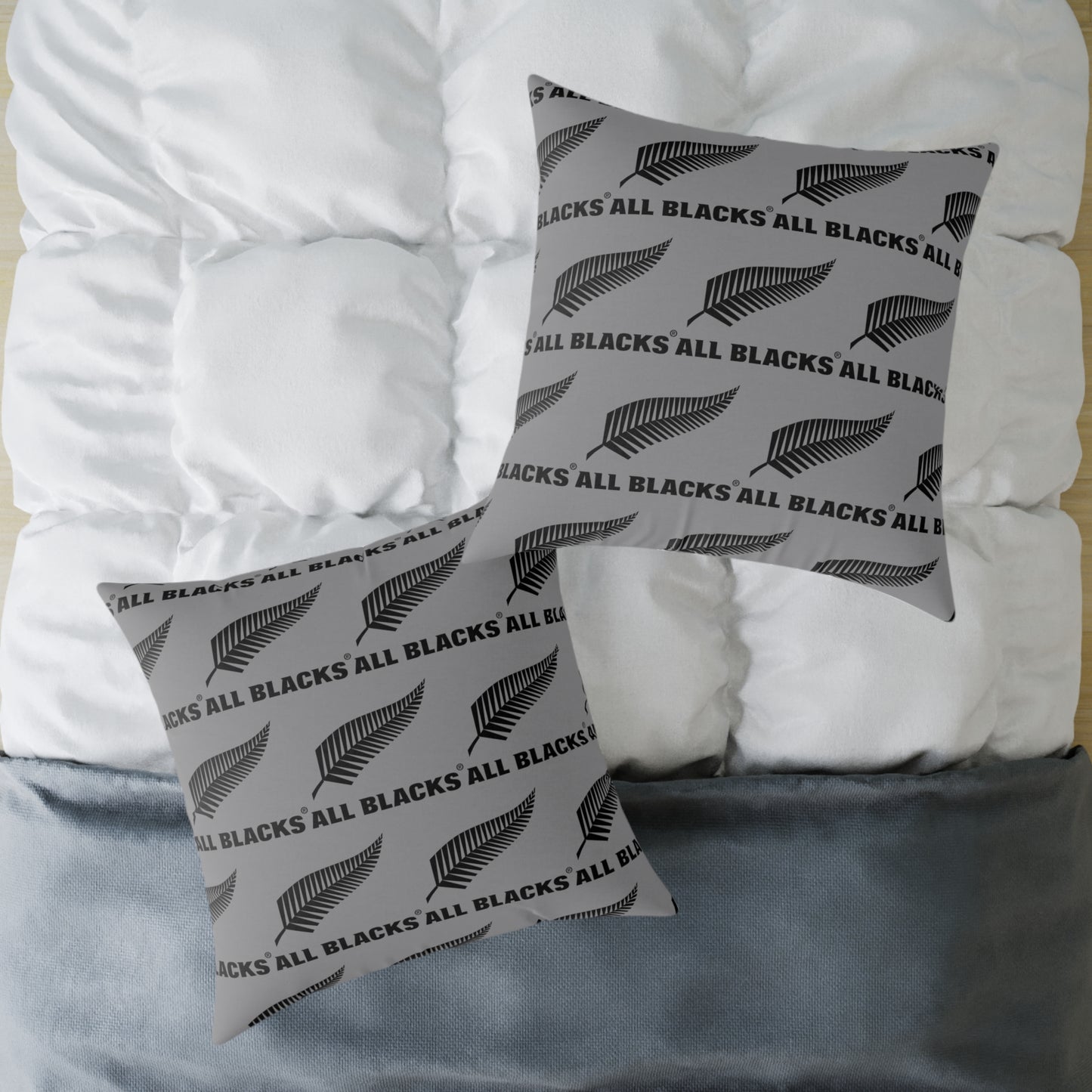 All Blacks Grey Square Poly Canvas Pillow