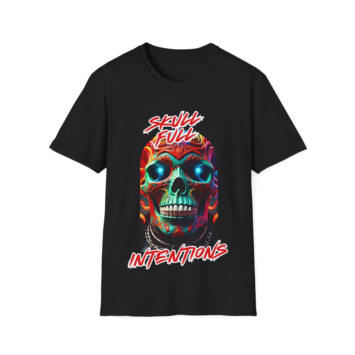 Skull-Ful-Intnentions Plain Crew Neck T-Shirt